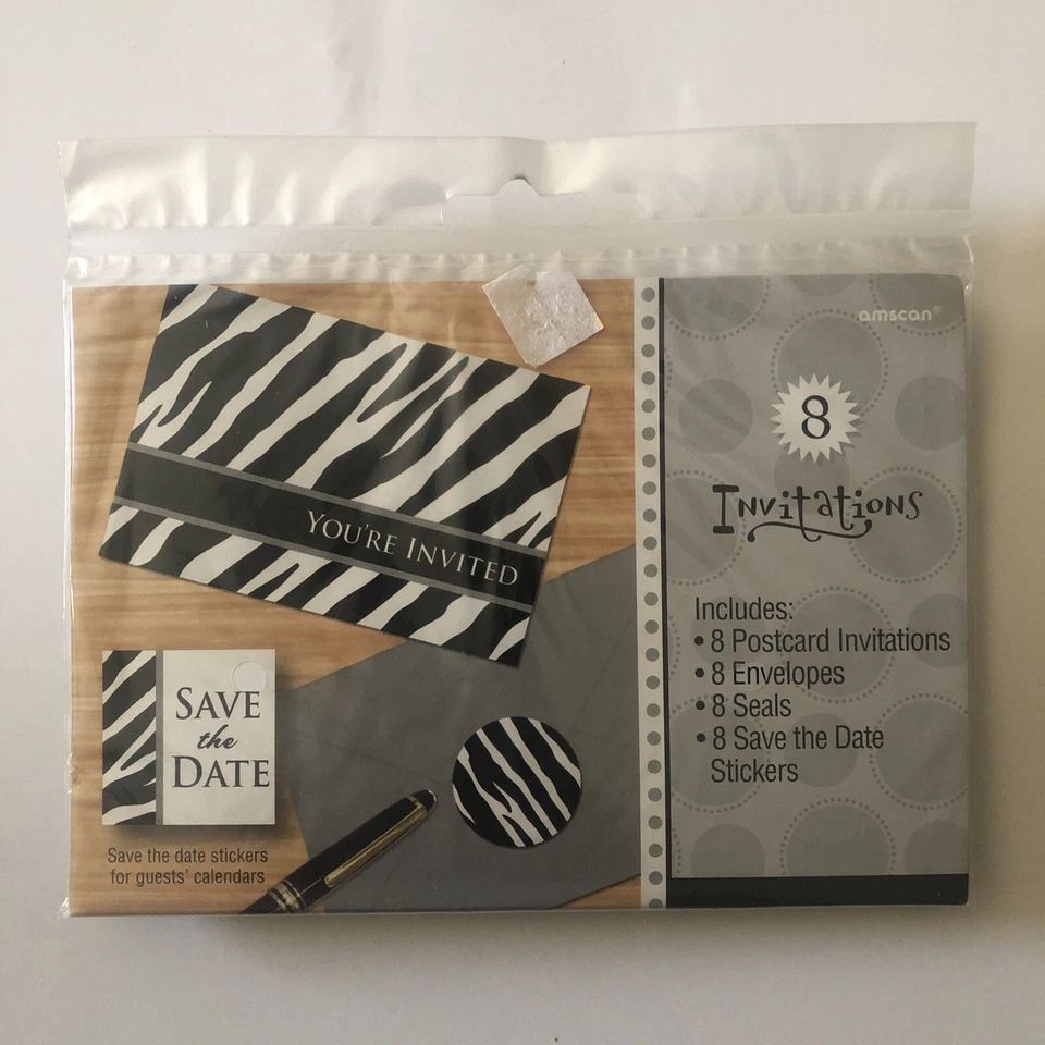 32 invitaciones de fiesta con estampado de cebra con sobres (paquete de 8 x 4) cumpleaños para todas las ocasiones Foto 3 de 3