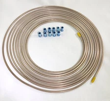 25 ft. Copper Nickel 3/16" Brake Line w/ metric invert flare fittings. (10x1)