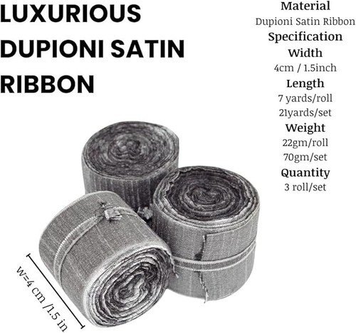 Knitsilk Dupioni Nastro di Raso (1,5 "x 7yds x 3count), Set di Nastri per Decorazione - Foto 7 di 45