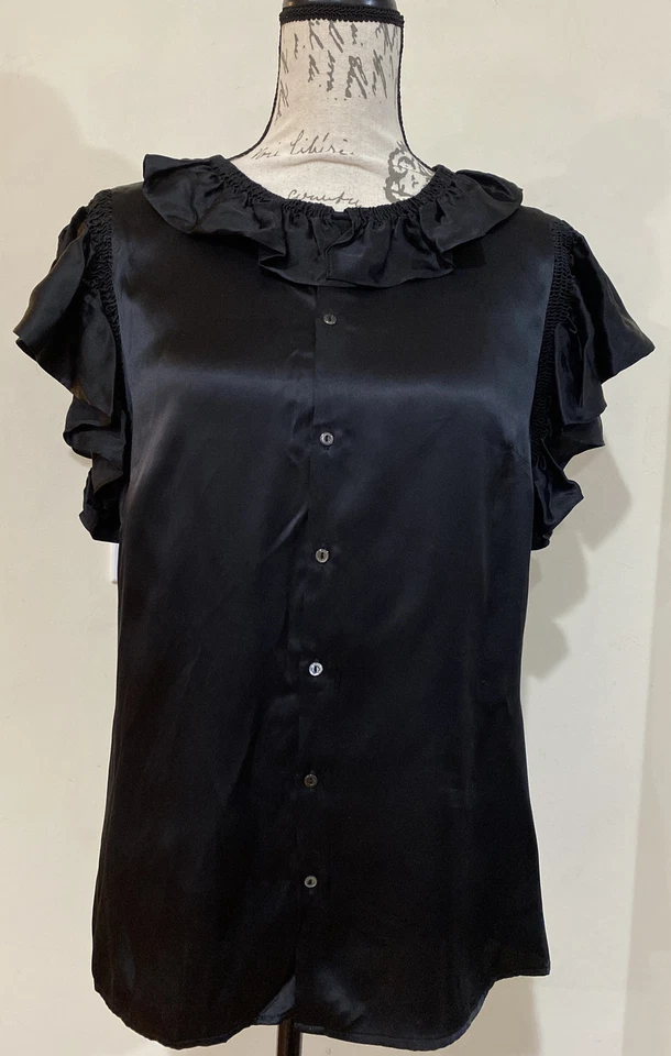 Blusa Ralph Lauren Rugby Seda Mujer Volantes Talla 12 Foto 2 de 4