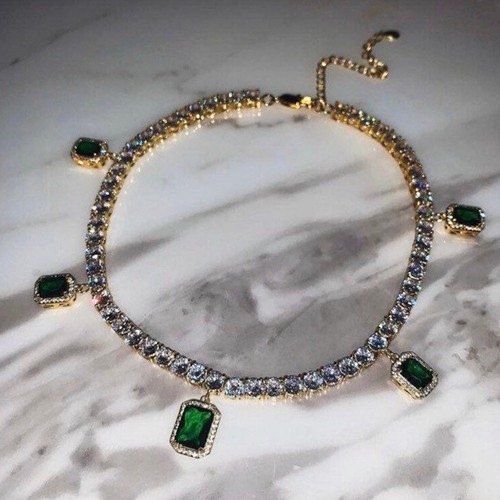 Collar de tenis enchapado en oro de 18 K de 5 mm hecho con piedra preciosa multicolor de cristal Swarovski - Imagen 11 de 23