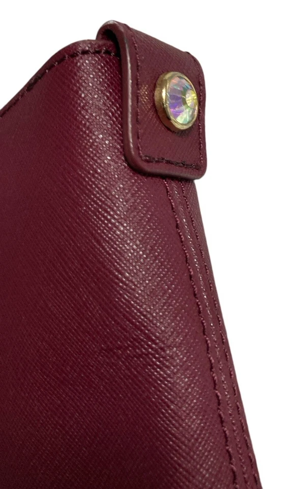 Cartera Juicy Couture Borgoña Piel de Vaca Cuero Dije Bolso Dorado Foto 2 de 4