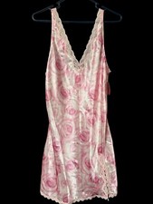 Vintage NWT Sears Enchanting sleepware size small pink roses silky-polyester