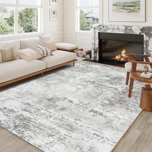 5x7 Area Rug Grey Living Room Washable Rug Indoor Accent Rug Modern Abstract