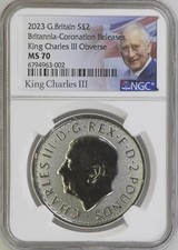 2023 £2 Silver 1oz Britannia King Charles III NGC MS70 CORONATION Releases