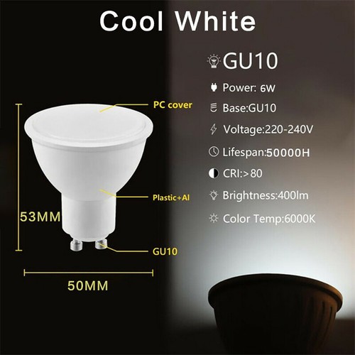 1/5/10PCS GU10 6W 220V LED Bulbs Lamps Cool Warm White Down Light Energy Saving - Picture 8 of 15