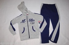 Boys Sweat Outfit GRAY NAVY BLUE Pants HOODED JACKET Zip Up ALLSTAR 4