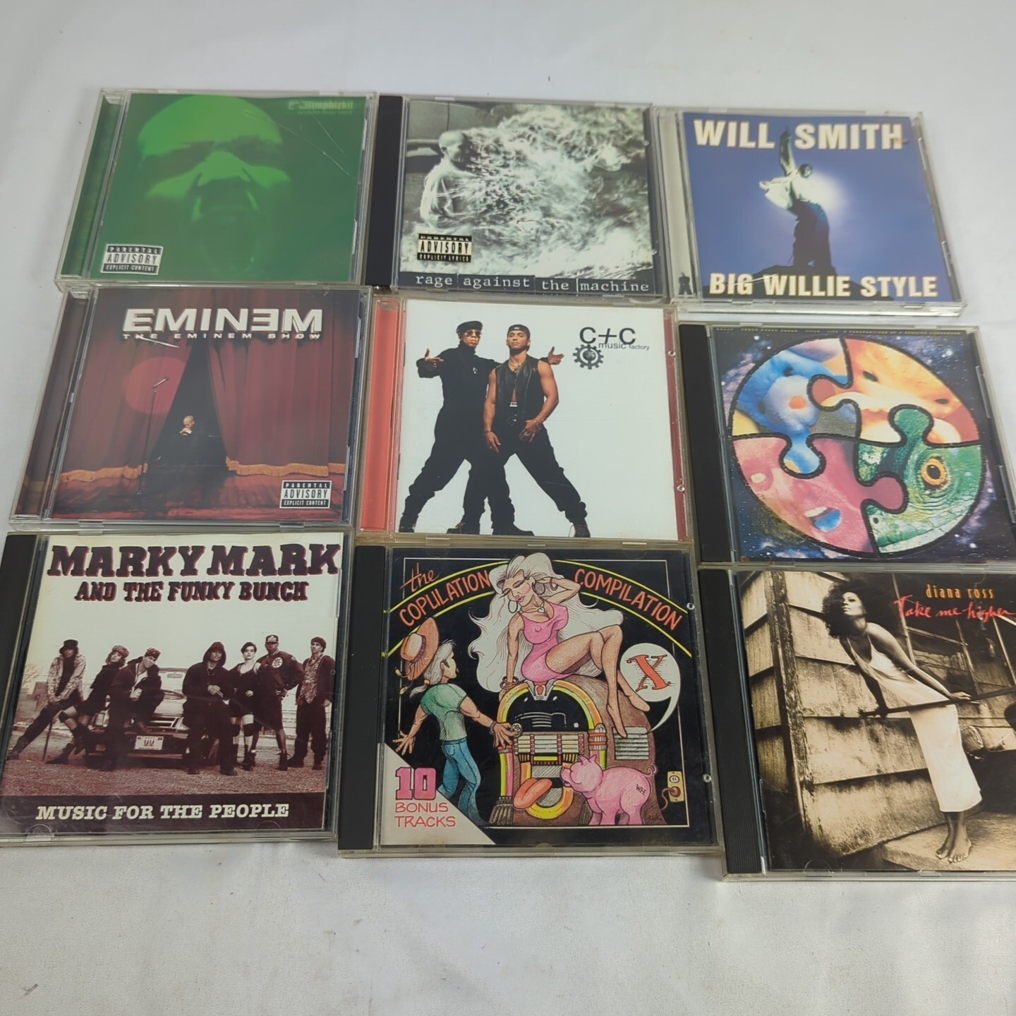 BEST Rap Hip Hop 9 CD Lot: EMINEM RAGE MACHINE COPULATION MARKY MARK C+C SMITH