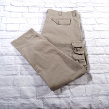 Wrangler Regular Taper Brown Cotton Flat Front Mens Cargo Pants 44x30