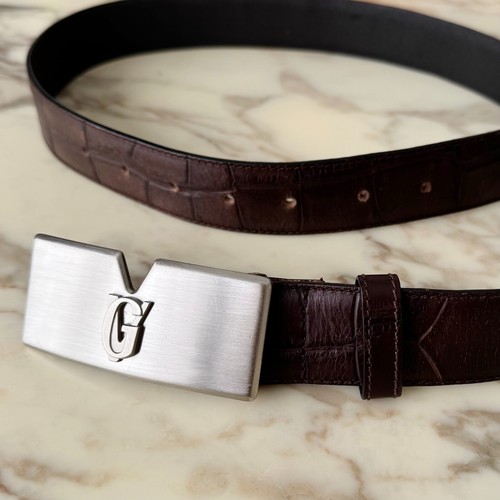 GIANNI VERSACE belt brown leather with GV logo size 90/36 from S/S 1997 - Picture 5 of 24