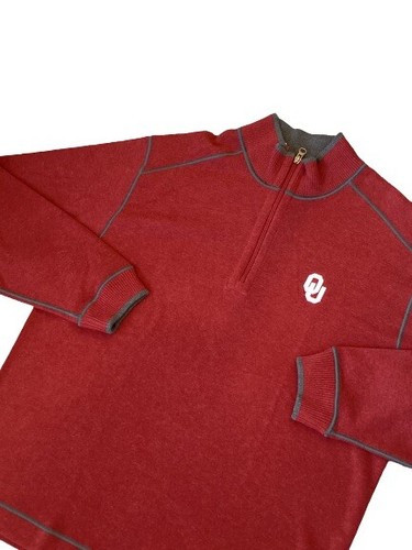 NWT Oklahoma Sooners Cutter & Buck Size Large Cardinal Red Logo 1/4 - Zip Jacket - Picture 10 of 12