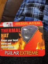 "Polar Extreme" Insulated Black Thermal Hat/ Fleece Lined/ One Size/ New W/ Tag