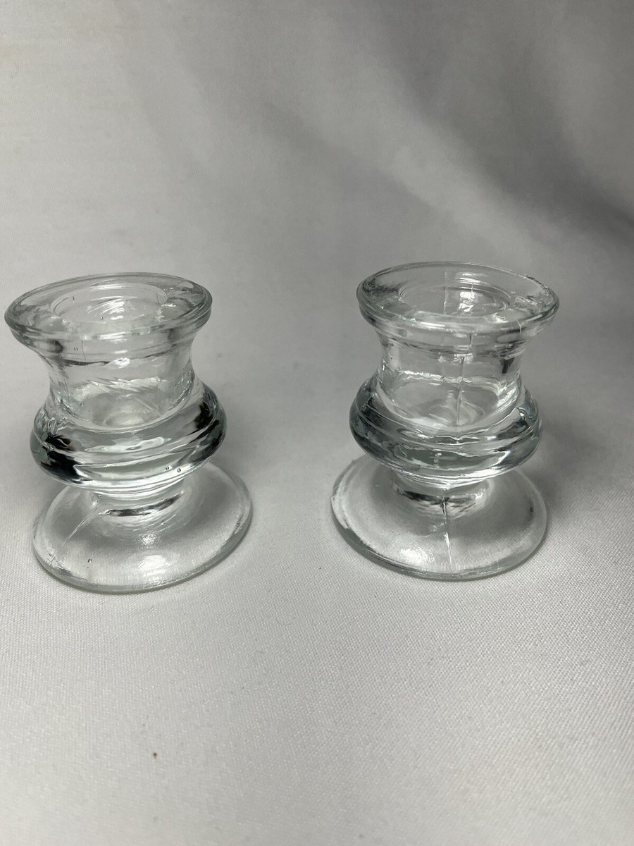Vintage 1980s Crystal Glass Dual Taper Candle Holder Vintage 1980s Crystal Glass Dual Taper Candle Holder