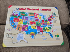 THE LEARNING JOURNEY Lift Learn Classic USA Map Wooden Educational Puzzle