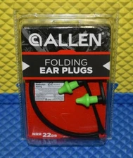 Allen Banded Folding Ear Plugs NRR 22 Decibels Green Accent Color  2296