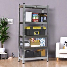 5-Tier Heavy Duty Metal Shelving Garage Shelves Utility Rack Adjustable Lt. Galv