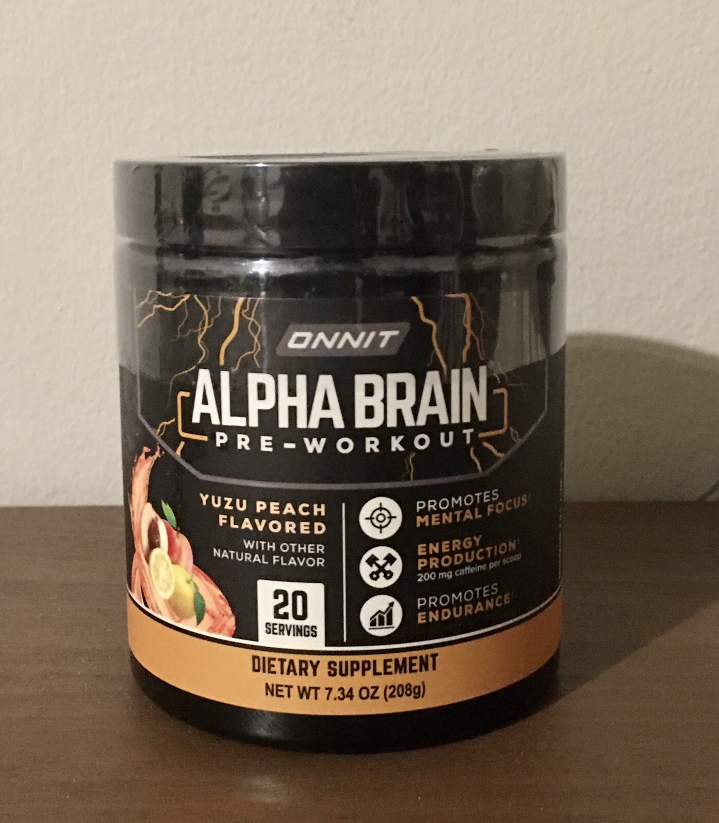 20 SERVINGS ONNIT ALPHA BRAIN PRE-WORKOUT YUZU PEACH EXP 04/2025 FOCUS & CLARITY
