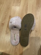 Michael Kors Women's Jet Set MK Slide Fur Slipper Powder Blush-Select Size-