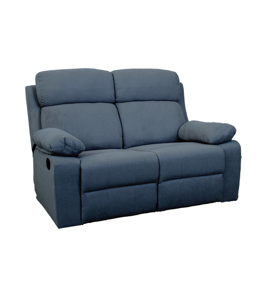 DIVANO 2 POSTI "ANNIKA" CON RECLINER MANUALE IN TESSUTO BLU, 145X93X101 CM