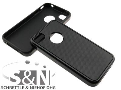 iPhone 4 4S Cover Silikon Case Cube Tasche | schwarz black