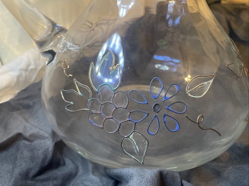 Vintage Fifth Ave Ltd. Crystal Pitcher Orchard Motif 22K Gold Details - Picture 4 of 11