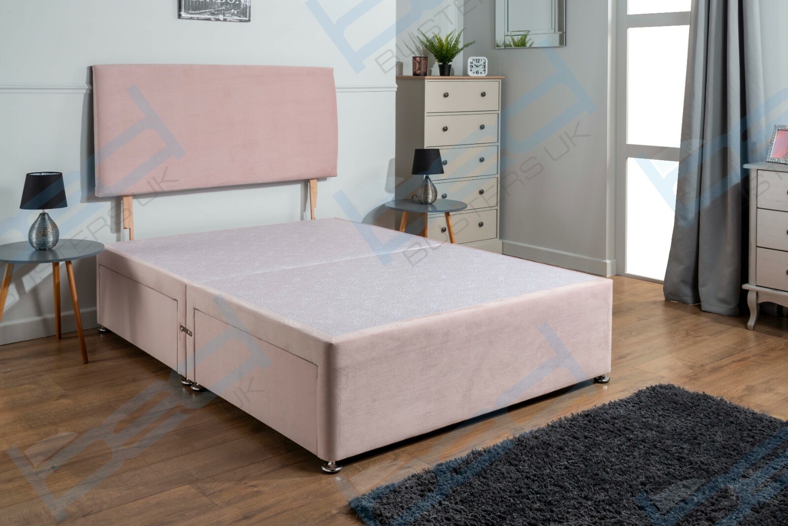 Plush Divan Bed Base And Headboard Only 3FT Single 4FT6 Double 5FT