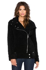 Blank Nyc Blanknyc Faux Shearling Moto Jacket Size 8 Uk Bnwt Rrp $186 Black Bear