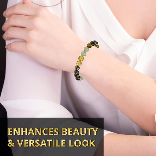 Money Wealth Success Gemstone Bracelet, Unisex Crystal Healing Bracelets 8mm - Picture 10 of 11