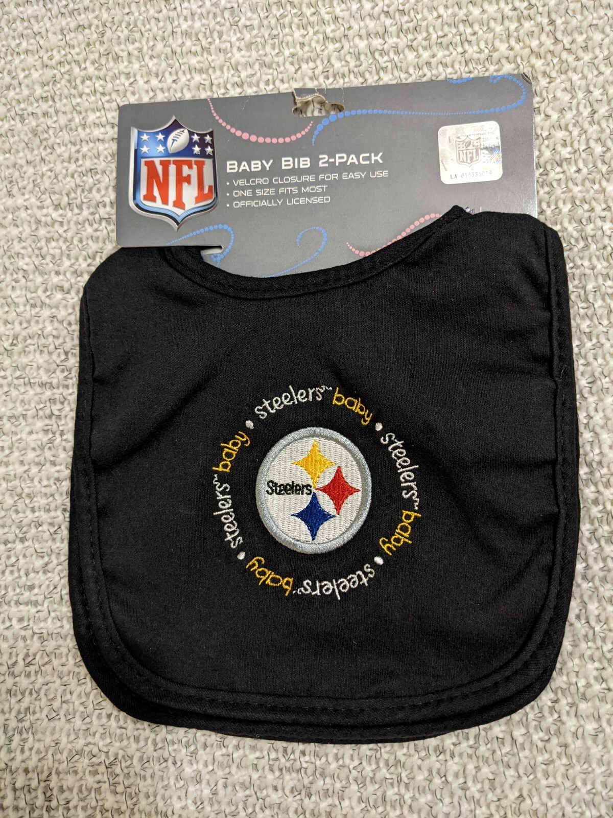 Baby Fanatic 2 Count Team Color Bibs Pittsburgh Steelers for sale