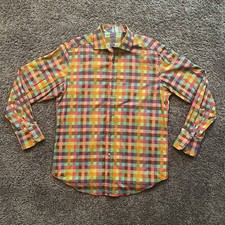 robert graham long sleeve shirt medium rainbow multicolored plaid/checkered Rare