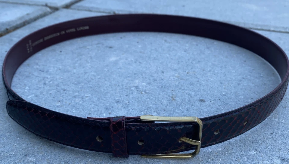 Cinturón vintage para mujer piel de serpiente genuina forro de vinilo hebilla de latón 32/80  Foto 2 de 4