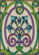 Art Deco Fleur de Lys Stained Glass Counted Cross Stitch Chart No. 33-102 