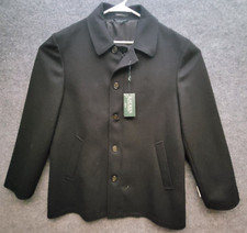 Lauren Ralph Lauren Overcoat Mens 46R Black Wool Blend