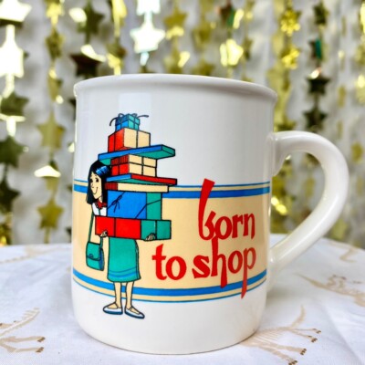 vintage 80s coffee cup born to shop | eBay