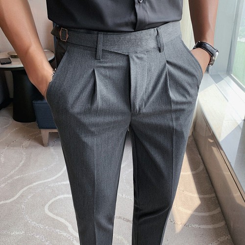 Mens Retro Naples Gurkha Pants High Waist Straight Trousers Casual Business Suit eBay