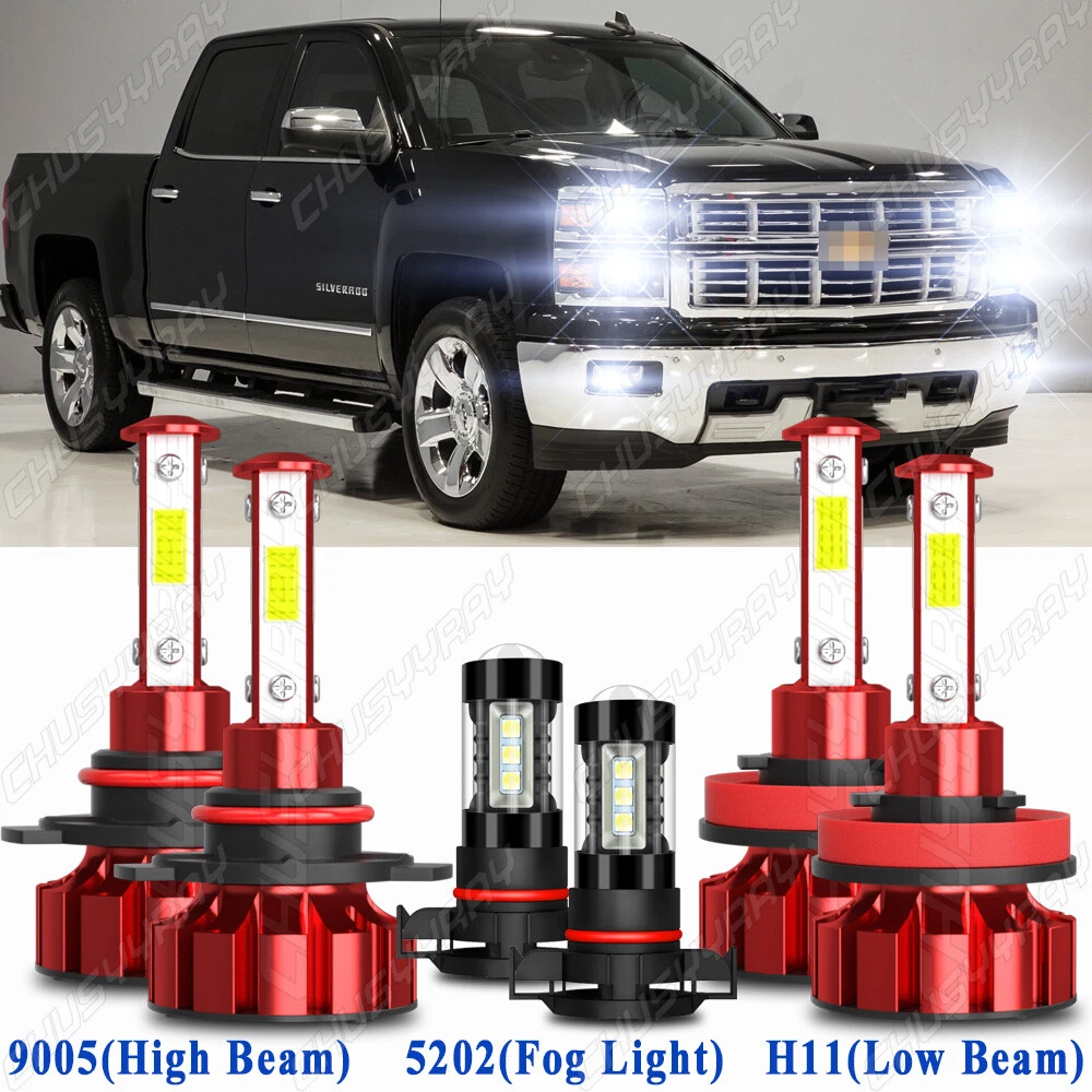 For Chevy Silverado 2500 HD 2008 2018 LED Bulbs Combo Headlights