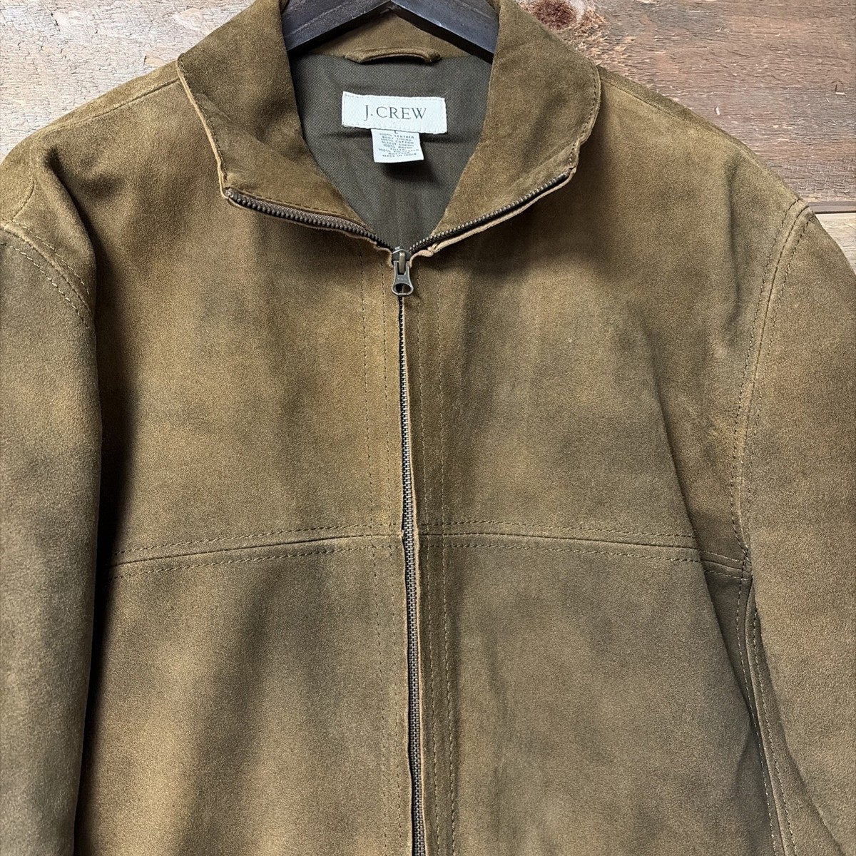 Vintage 2000s J Crew Suede Jacket Mens Size L Brown Brushed Soft