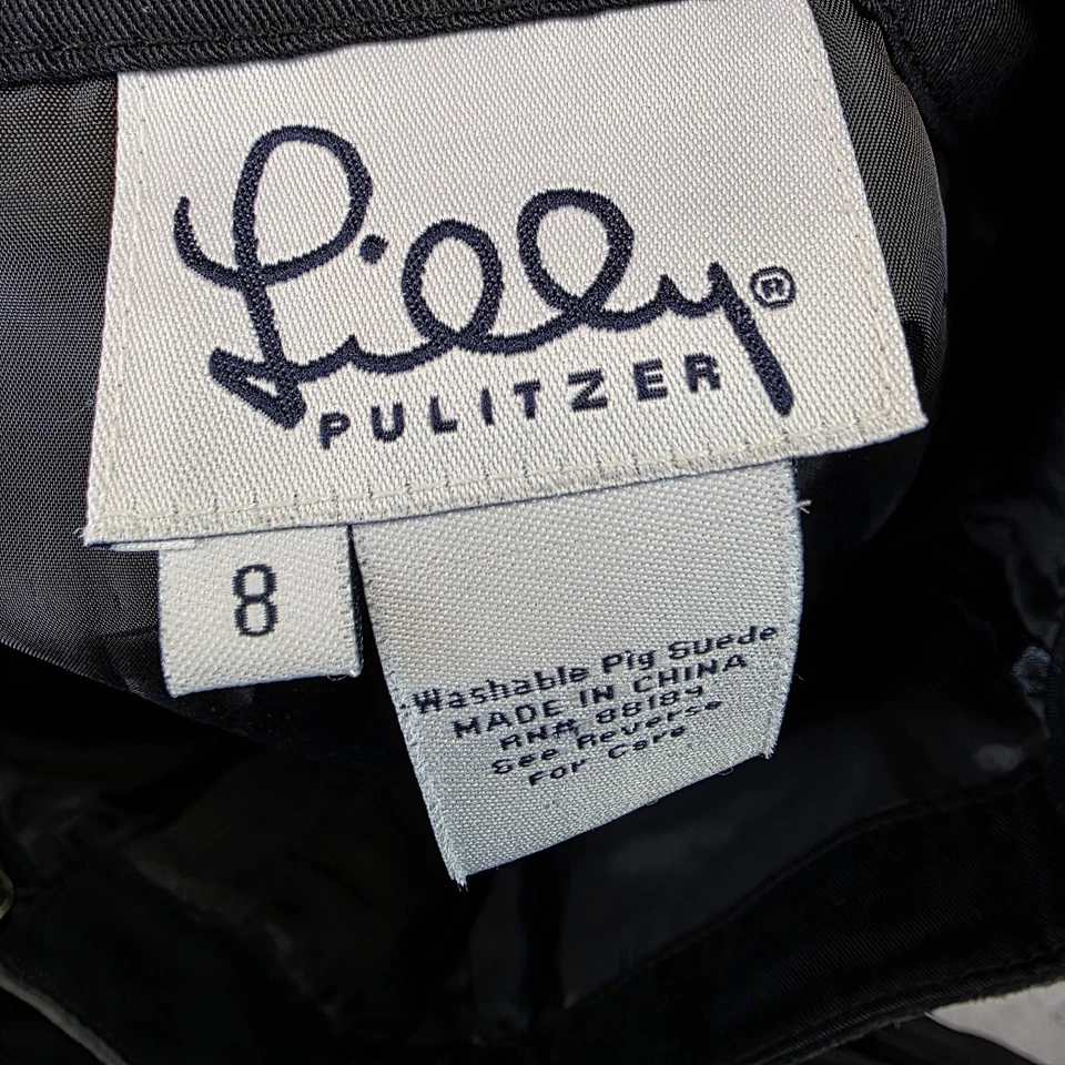 Lilly Pulitzer Suede Skirt Womens 8 Charcoal A-Line Washable Pig Suede Pockets - Image 3 of 4