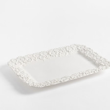 New Pottery Barn Floral Bunny Stoneware Serving Tray