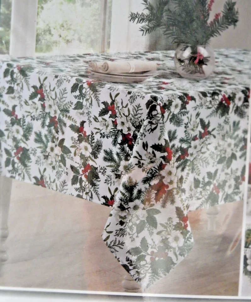 Guirnalda Festiva Colordrift Mantel Navidad 60" x 84" Fácil Cuidado Nuevo Foto 2 de 4