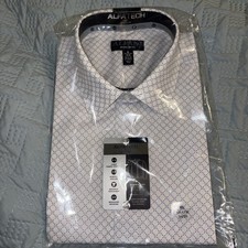 Alfani Regular fit Alfatech Shirt white with blue pattern mens dress shirt XL