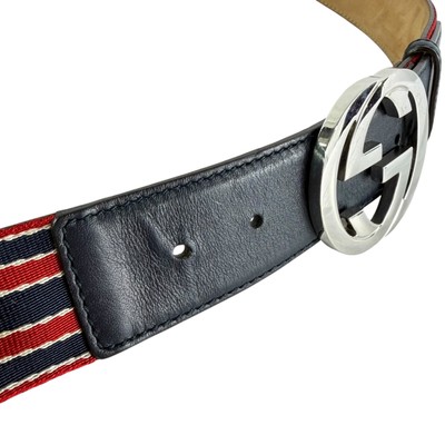 GUCCI 114984 Blue Red Nylon Web Interlocking GG Men display picture 3