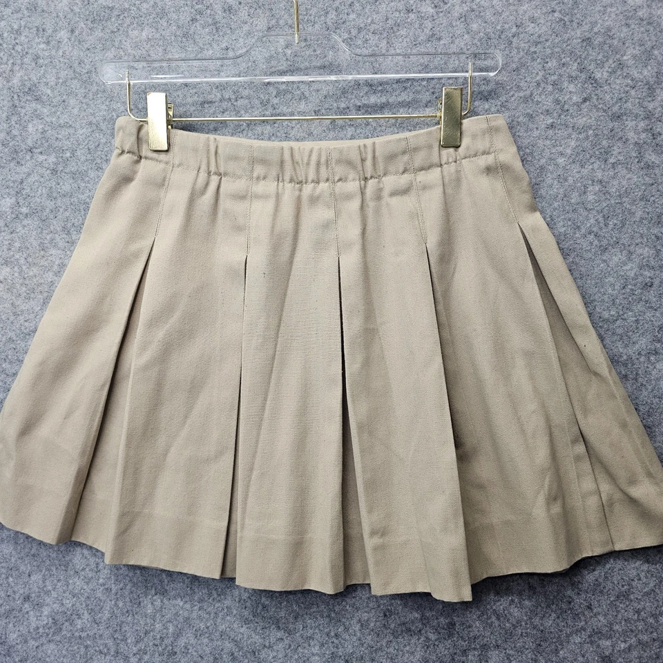 Mini uniforme plisado vintage Mills falda niñas 12 bronceado colegiala academia 26x15 Foto 2 de 4