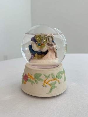 Vtg Schmid-Disney Beauty & The Beast Spinning Musical Snow Globe Water See Video