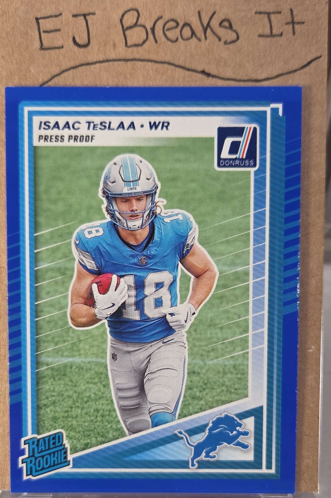 2025 Panini Donruss - Rated Rookie Isaac Teslaa #338 Press Proof Blue (RC)