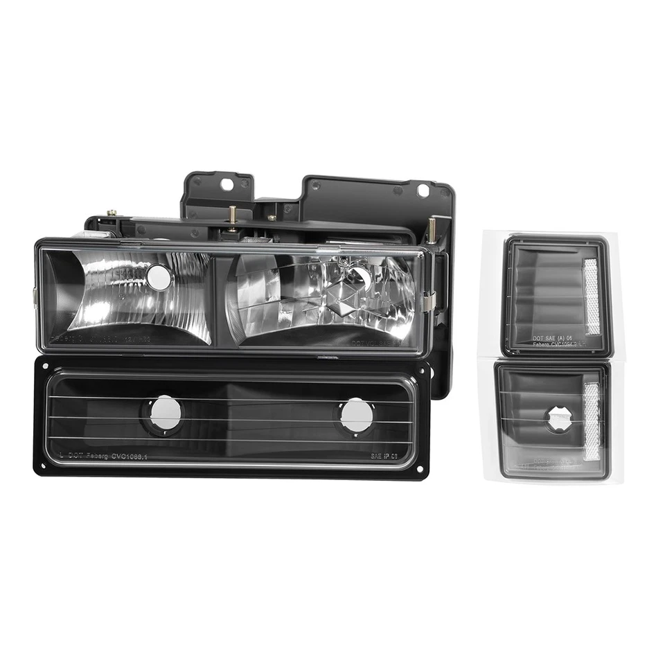 Headlights Assembly Left+Right Fits Chevy C/K C/10 Silverado Blazer Tahoe Black Foto 3 de 4