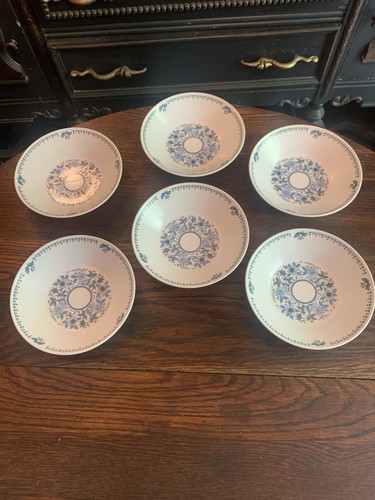 Vintage 6 Noritake Progression China Blue Moon 9022 Floral 7,5" Coupe Suppenschüssel - Bild 3 von 19