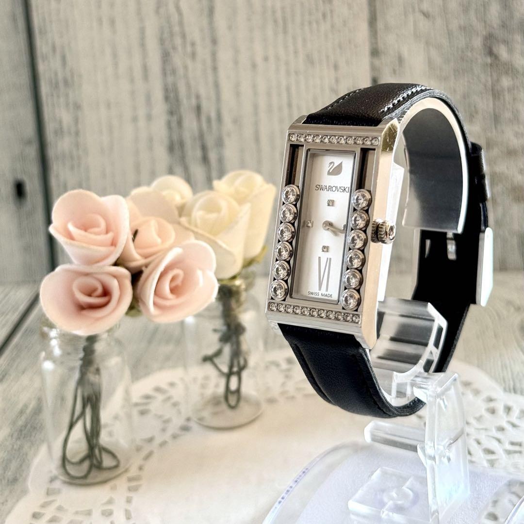 Swarovski Rectangular Crystal Rare Used Watch Exc… - image 1