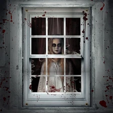 Halloween Ghost Curtains Decorations, Halloween Window Silhouettes Scary Scre...