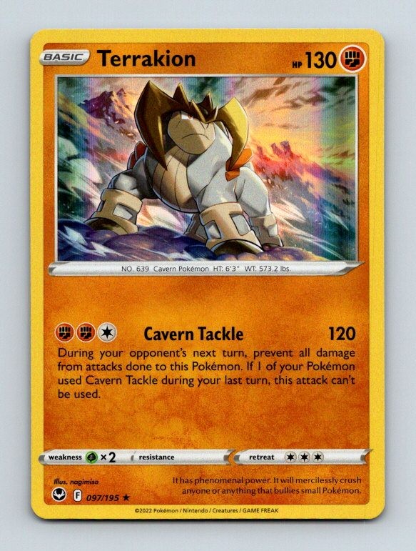 Terrakion 097/195 Holo Rare SWSH12: Silver Tempest Pokemon Holo Near Mint